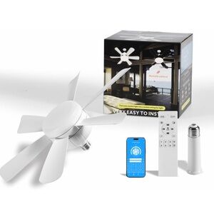 Socket Fan Light Ceiling Fans with Lights and Remote, Smart App Socket Ceilin